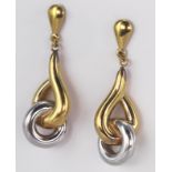 18ct White and Yellow Gold Drop Earrings weight 5.0g