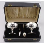 Boxed set of two silver & bakelite grapefruit dishes hallmarked Birm. 1935 (very rubbed hallmarks)
