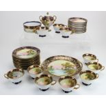Noritake tea service, comprising ten cups, twelve saucers, twelve side plates, one sugar bowl (