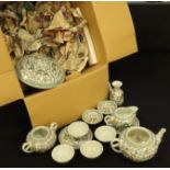 Quanity of chinese ceramics from the same set, including plates, dishes, teapot etc. (sold as seen)