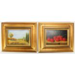 Nicole Roatta. A pair of signed miniatures signed N Roatta, lower right. Also signed and dated by