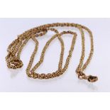 Ladies 9ct "muff" chain. Approx 140-150cm, weight 25.9g