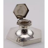 Attractive Art Deco style capstan inkwell - has a filled wooden base. Gross weight of item (