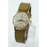 Gents 9ct cased Tudor Rolex wristwatch circa 1964. The white dial with gilt markers, subsidiary