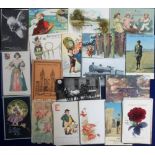 Postcards, a mixed subject selection of approx. 80 cards inc. Comic, Stamp cards, Scouts of the