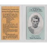 Cigarette cards, Cope's, Paper exchange advert for Noted Footballers Clip's circa 1910, sold with