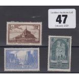 Stamps, France, three stamps, 1929, SG472, 473a & 474b, all mint catalogue value £220+