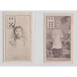 Cigarette cards, Monopoly Bureau of Japan, Chinese Women (domino inset), two cards, 5/2 (gd) & 2/