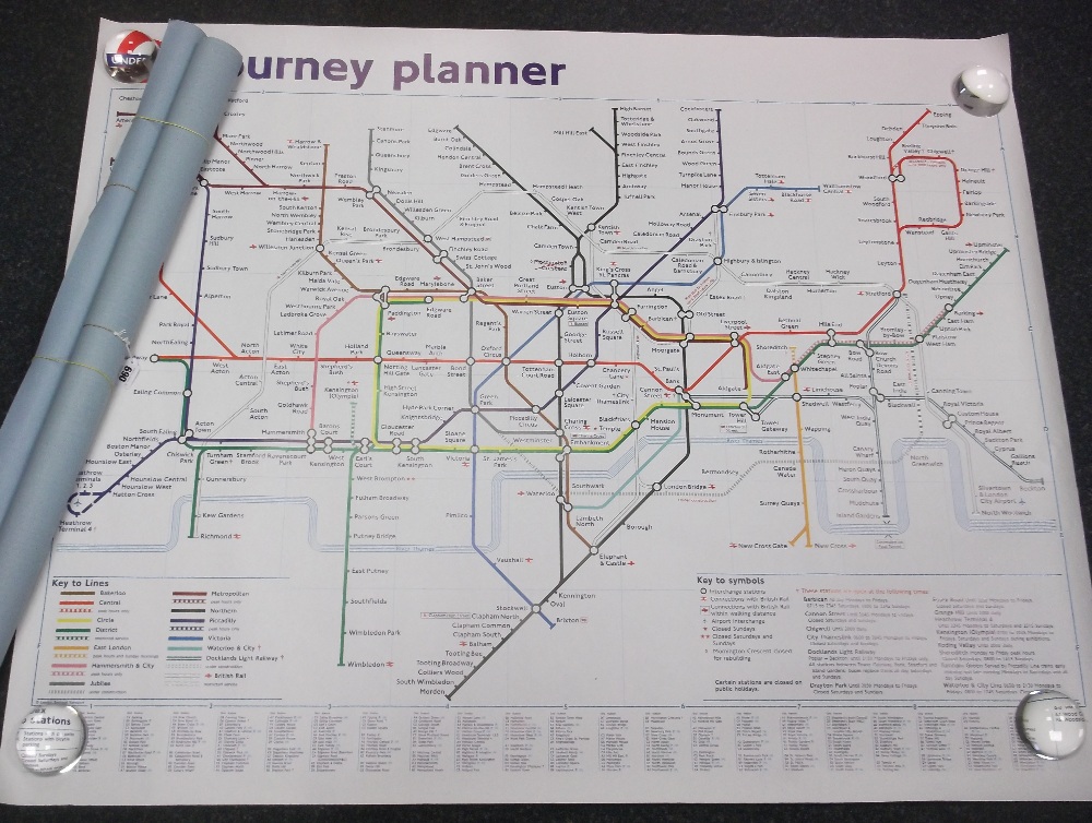 Railwayana, 3 Underground maps dating from the 1990s comprising '1994 Underground Journey