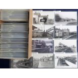 Postcards, Railway interest, modern plain back photo reproduction of station interiors & some