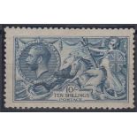 Stamp, GB, 10/- De la Rue, Seahorse, pale blue, SG 413, mounted mint, catalogue value £3500