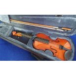 Musical Instruments, Allieri quarter size violin, student violin with bow in original case (gd)