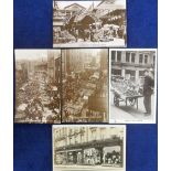 Postcards, London, 5 RP cards, London Life A Fruit Hawker, Petticoat Lane Sunday (x2, different)