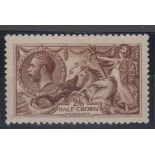 Stamp, GB, 2/6- De la Rue, Seahorse, yellow-brown, SG 406, mounted mint, catalogue value £325
