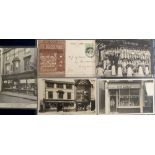 Postcards, Croydon shopfronts, 5 cards, 2 RP's & 3 printed, Gilbert greengrocer (RP), Wilson's