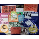 Ephemera, Cruise Ship Labels, 25 different labels 1930s to 1950s to include 'Grace Line', 'Oceanic',