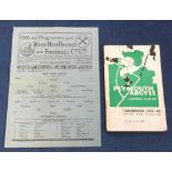 Football, West Ham v Plymouth Argyle 28 Dec 1946, single sheet programme, sold with Plymouth