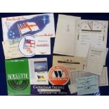 Ephemera, Early 20thC Cruise Ship items to include promenade deck ticket, bar tariff, table