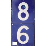 Railwayana, Early Southern Railway blue enamel sign with the numbers 8 and 6 displayed vertically (