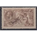 Stamp, GB, 2/6- Bradbury Wilkinson, Seahorse, pale brown, SG 415a, mounted mint, catalogue value £