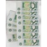 Banknotes, GB, collection of £1 notes in series of related consecutive numerical batches, D H F