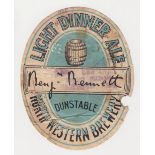 Beer label, Benj Bennett, North Western Brewery, Dunstable, Light Dinner Ale, v.o, 85mm high (