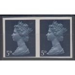 Stamps, 1967 - 1970 5d Machin SG 735c imperf. Pair, unmounted mint, cat £275