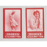 Cigarette cards, Ogden's, Actresses, Tabs Type issues, two cards, both with fronts in red, 'D'