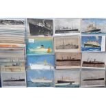 Postcards, Shipping, a collection of 130+ Shipping cards, various Commercial shipping companies,