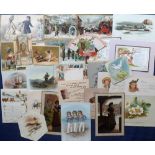 Tony Warr Collection, Ephemera, Victorian and Early 20th C Greetings Cards to include die cut,