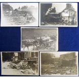 Postcards, Lincolnshire, 5 RP's relating to the Louth Floods, May 1920, all by Benton inc.