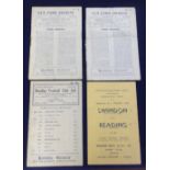 Football programmes, four Reading home programmes, 1947/48 (3), Colours v Whites, Newport County and
