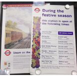 Railwayana, 3 x 1990s original London Transport Posters, 'Festive Greetings', 'During The Festive