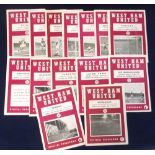 Football programmes, West Ham Utd homes 1959/60 (14) inc. Wimbledon LCC, Reading SFC also League