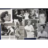 Tennis press photographs, a collection of approx. 80 photos, mostly b/w, various sizes, all