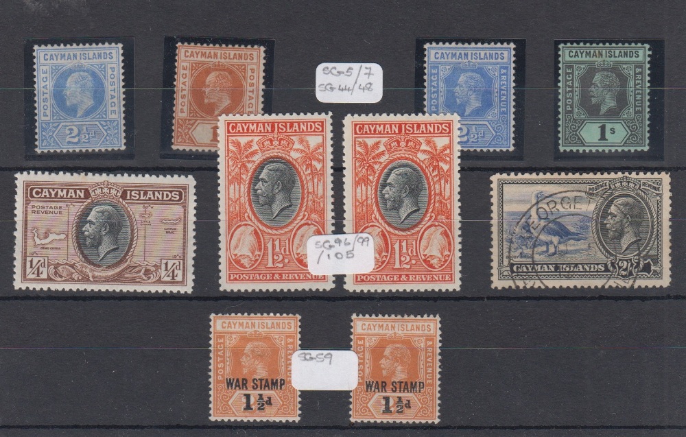 Stamps, Cayman Islands, King George V a good selection of 10 mint and used stamps with values to 2/-