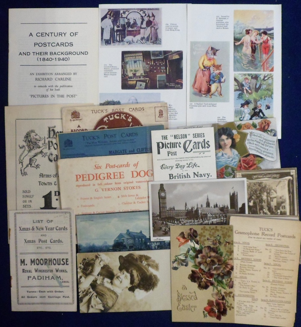 Ephemera Postcard History, Tuck's postcard lists, period advertising postcards with prices, 1906-
