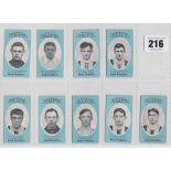 Cigarette cards, Cope's Noted Footballers, (Clip's 500 subjects), Grimsby Town, 9 cards, nos 391-399