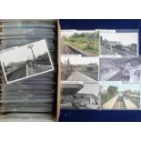 Postcards, Railway interest, modern plain back photo reproduction of station interiors & some