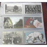 Postcards, a collection of 270, mostly vintage, cards in modern album, inc. UK topographical, comic,