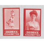 Cigarette cards, Ogden's, Actresses, Tabs Type issues, two cards, both with fronts in red, '