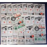 Football programmes, Fulham homes, a collection of 22 programmes, 1951/2 to 1960/1 inc. Man City,