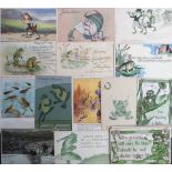 Postcards, Frogs, a selection of 23 cards including 3 card composite (fair), stamp montage, Gruss