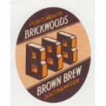 Beer label, Brickwoods, Portsmouth & Southampton, Brown Brew, v.o, 84mm high, (gd) (1)