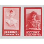 Cigarette cards, Ogden's, Actresses, Tabs Type issues, two cards, both with fronts in red, 'Fos