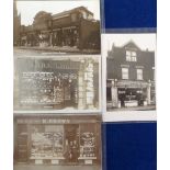 Postcards, shopfronts, 4 RP's, Co-op stores Croydon, Rawlings Opticians Croydon, W. Brown, baker &