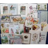 Tony Warr Collection, Ephemera, Victorian and Early 20th C Greetings Cards, 100+ die cut,