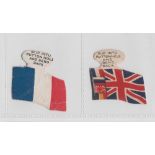 Cigarette cards, Ray & Co, Flags of the Allies (shaped), two cards, Union Jack & Four Allies