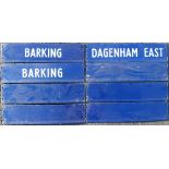 Railwayana, 8 blue enamel District Line Train Describer destn. plates inc. Barking & Dagenham East