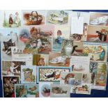 Tony Warr Collection, Ephemera, Cats 30+ Victorian and early 20thC greetings cards to include die